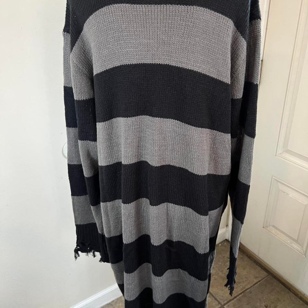 Killstar Within Souls sweater dress striped gray black distressed - Picture 7 of 7
